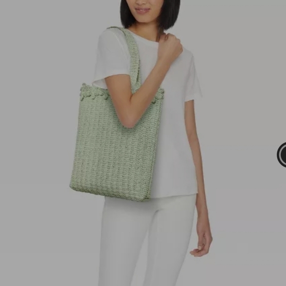 Straw Large Floral Top Trim Tote Handbag - Picture 7 of 7